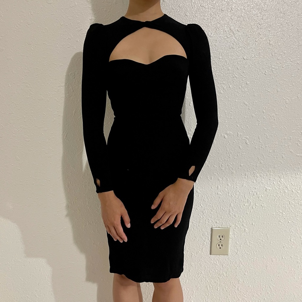 black reformation midi dress